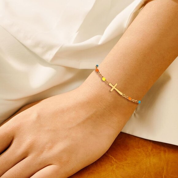 Elegant Christian Cross Bracelet with Inspirational Card - 6.5 to 8.5 Inches - Picture 5 of 7